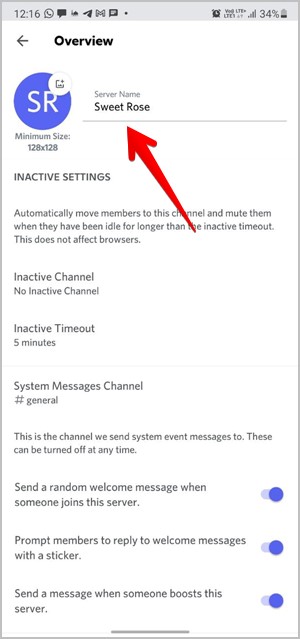 Discord Server Settings Name and Picture