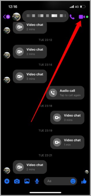 Start Video Call in messenger on iOS