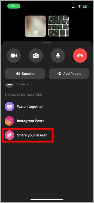 Share Your Screen on messenger in iOS