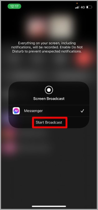 Start Broadcast on messenger in iOS