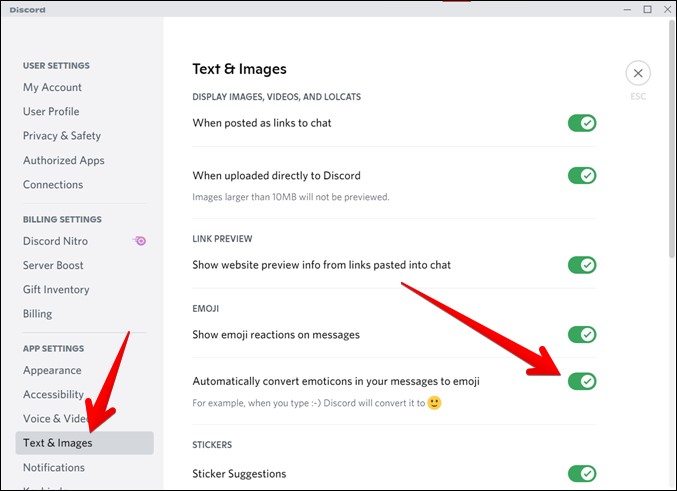 Discord PC Turn off Auto Emoji