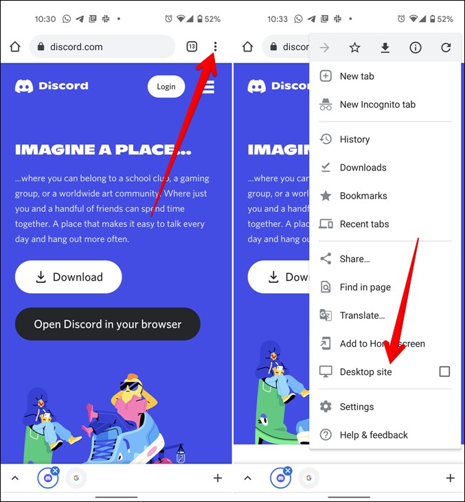 Discord Mobile Desktop Site