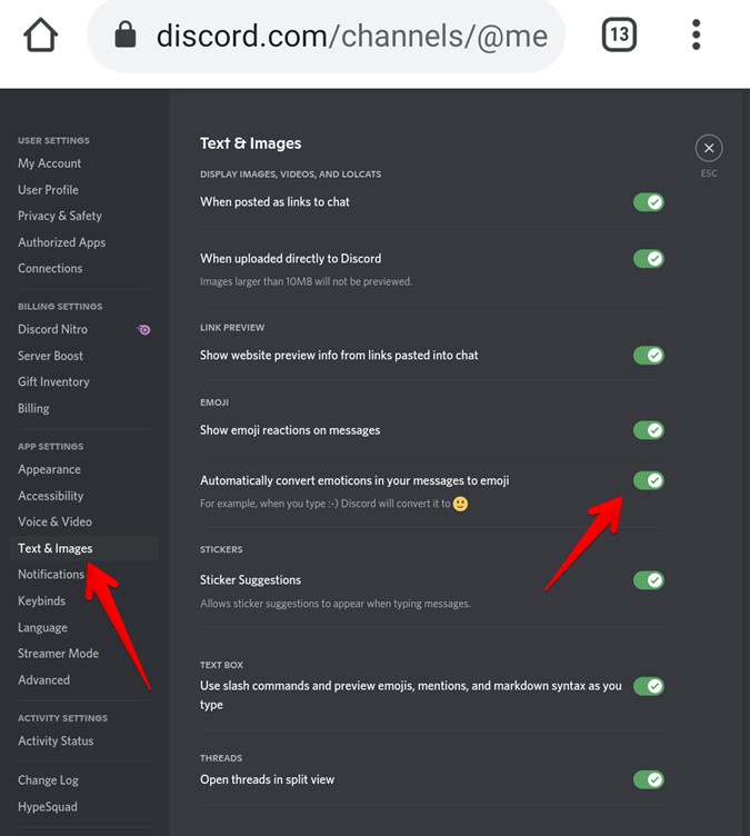 Discord Mobile Turn off Auto Emoji