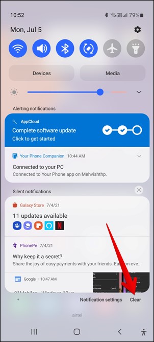 Clear All Samsung Notifications