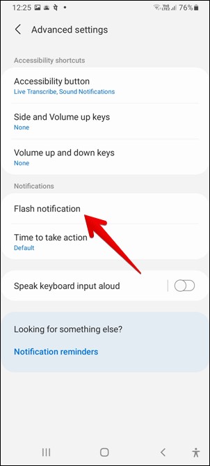 Samsung Enable Flash Notification