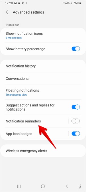 Samsung Notification Enable Reminder