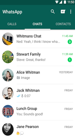 whatsapp user interface