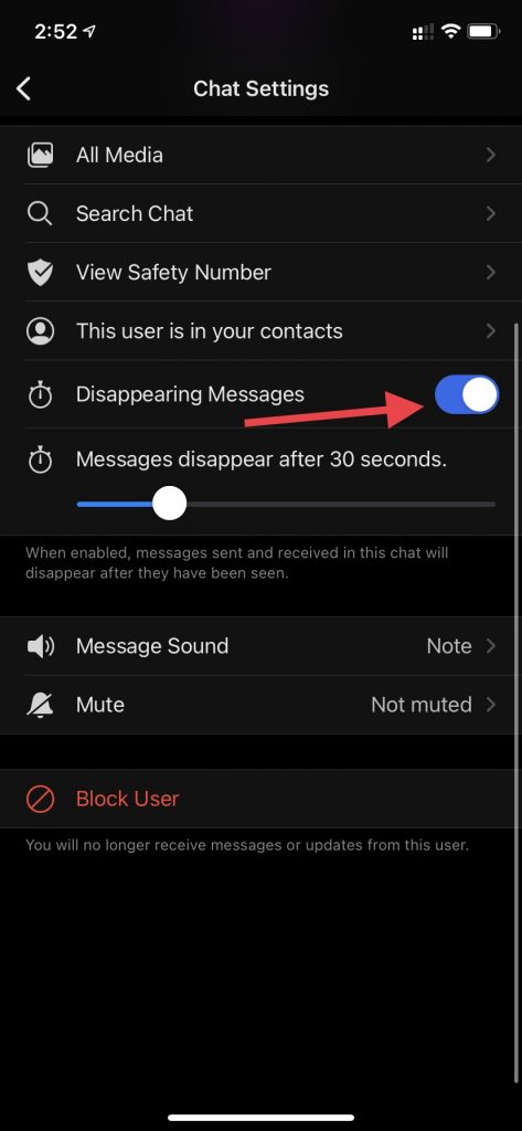 disappearing messages in signal