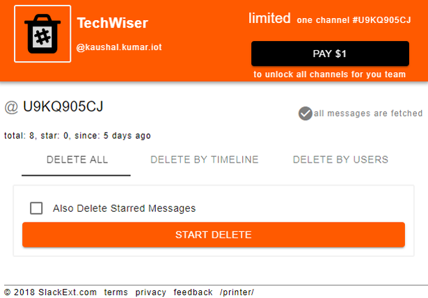 self-destructing messages on Slack- Slack deleter