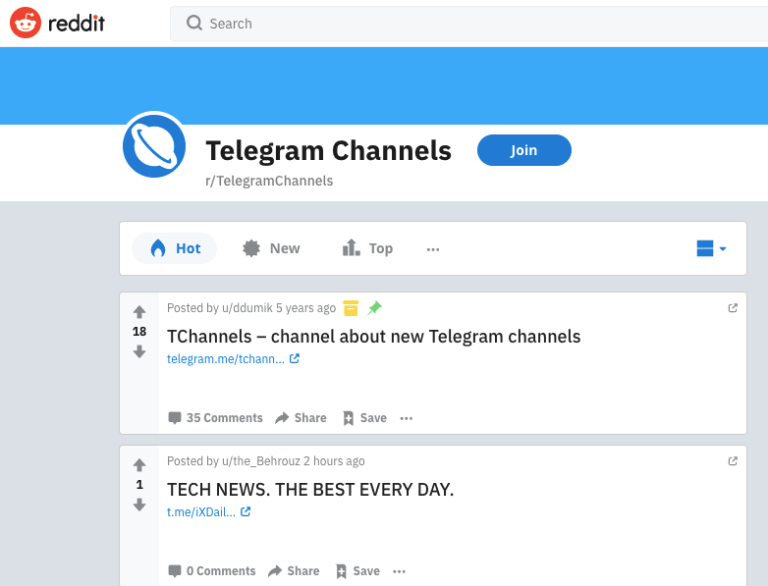 telegram channel search in Reddit4