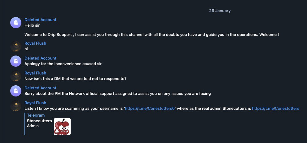 Drip Scammer on Telegram