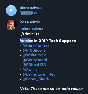 Drip Support /adminlist